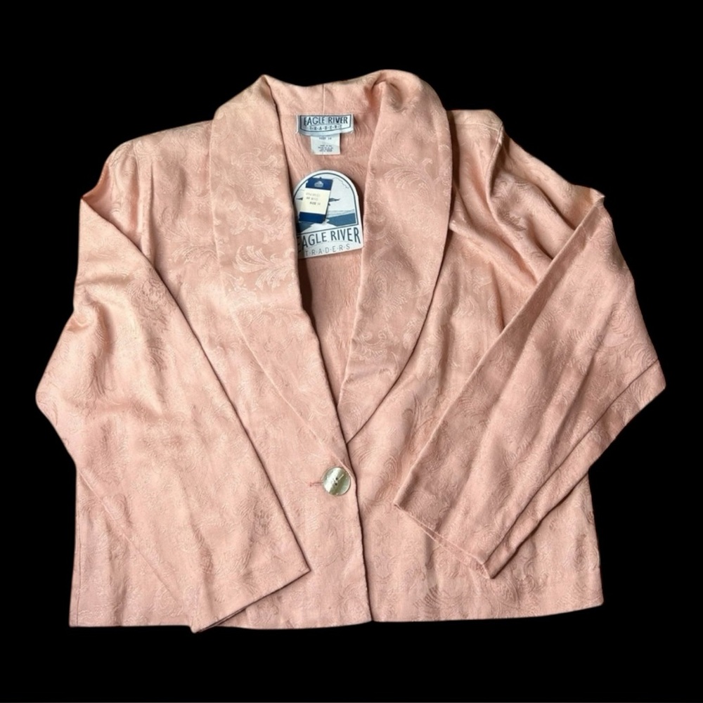 Eagle River Traders 80s Vintage Floral Pink Blazer Sz 14